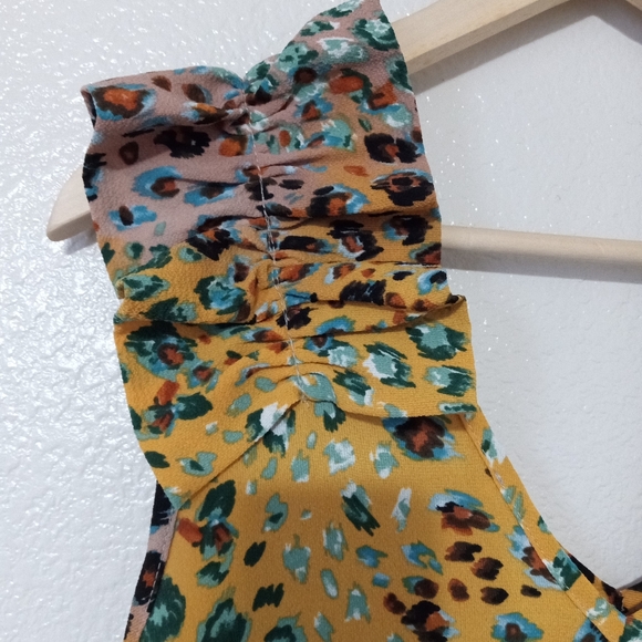 Jodifl colorful long ruffle sleeveless maxi dress size L Multicolor leopard - Picture 3 of 10